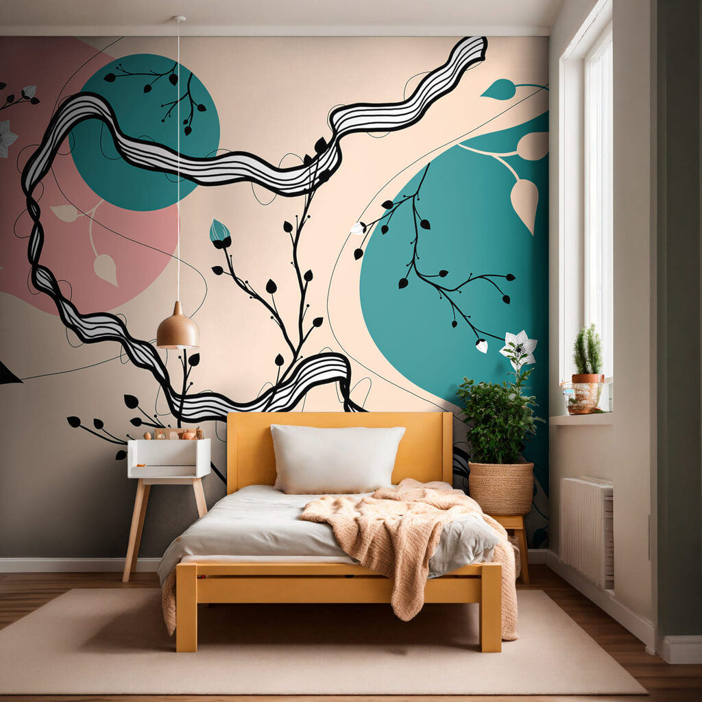 Disegno di un albero con fiori e foglie Disegno di un albero con fiori e foglie
