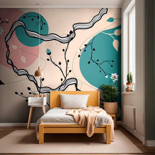 Disegno di un albero con fiori e foglie Disegno di un albero con fiori e foglie