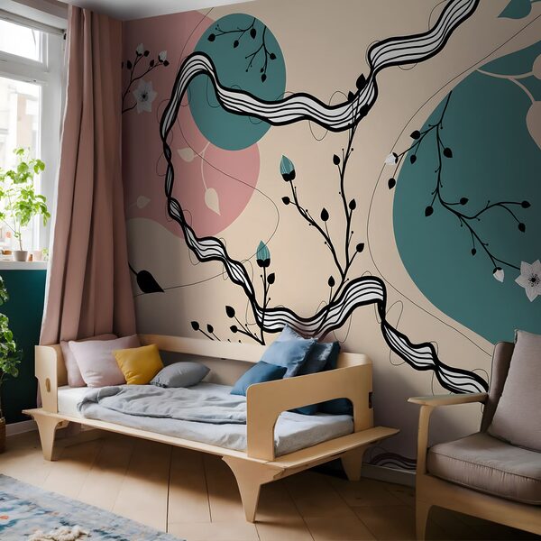 Disegno di un albero con fiori e foglie Disegno di un albero con fiori e foglie