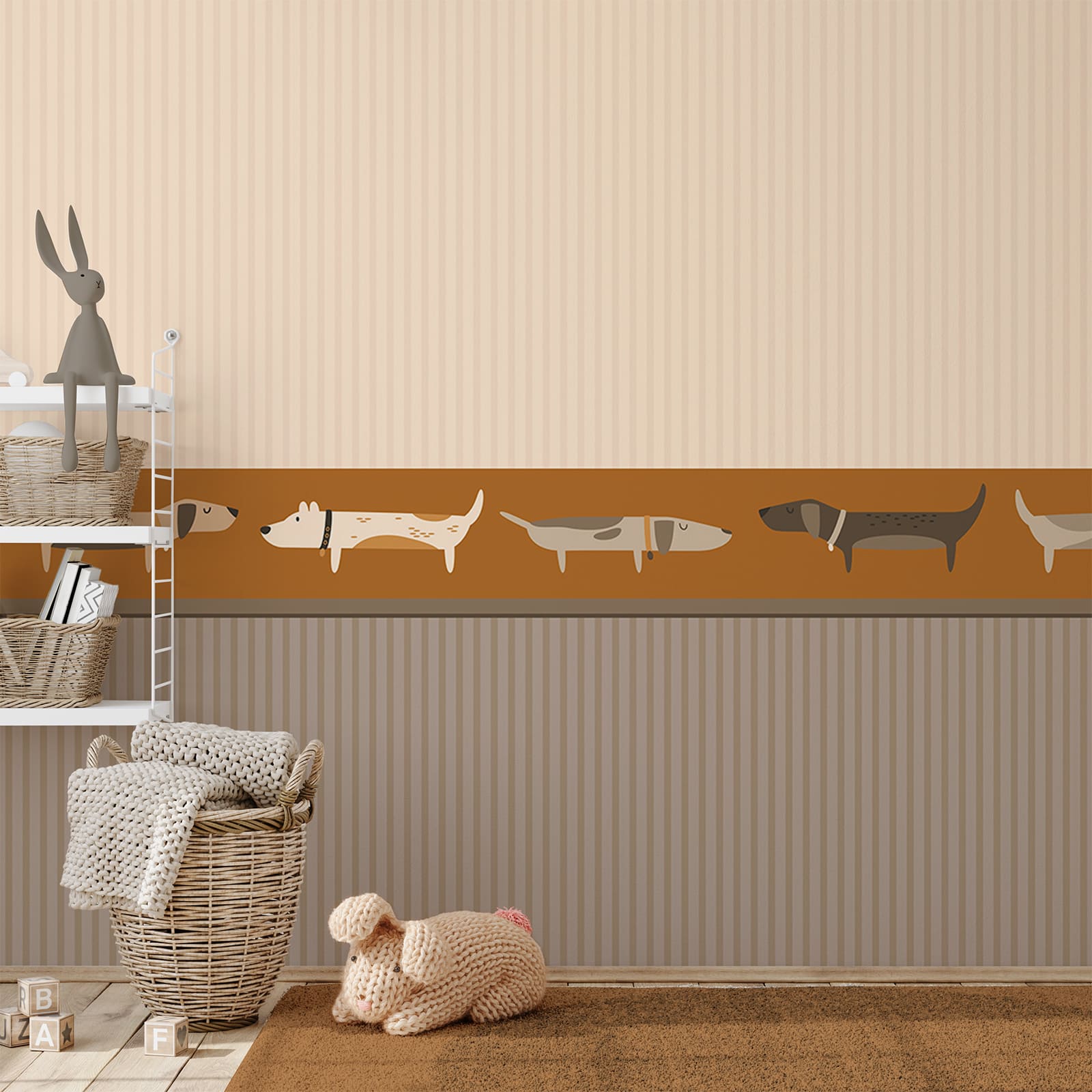 Una fila di cani su un muro Una fila di cani su un muro
