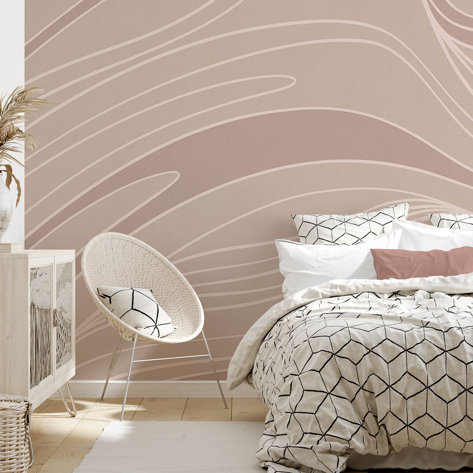 Linee ondulate marroni e bianche