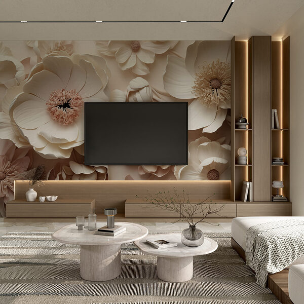 Composizione di fiori bianchi e rosa