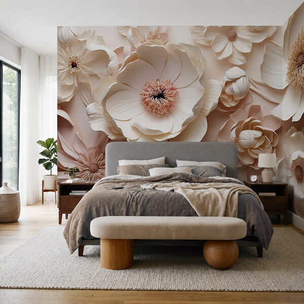 Composizione di fiori bianchi e rosa