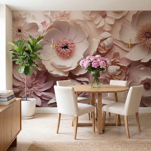 Composizione di fiori bianchi e rosa