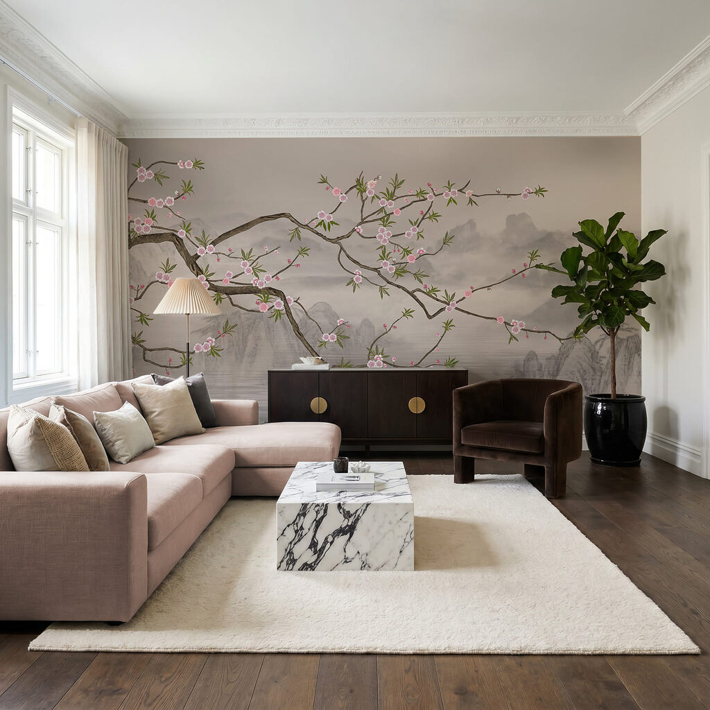 Ramo di albero con fiori rosa