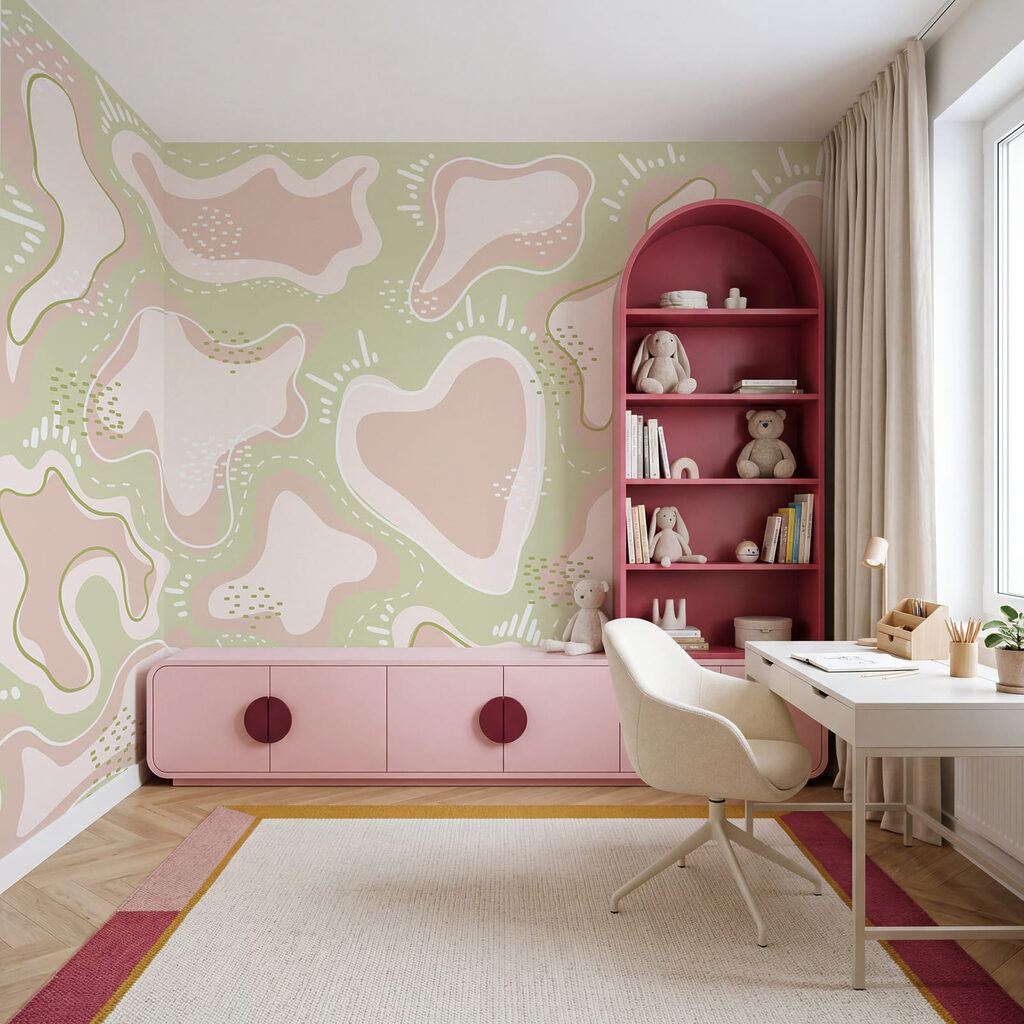 Forme rosa e bianche