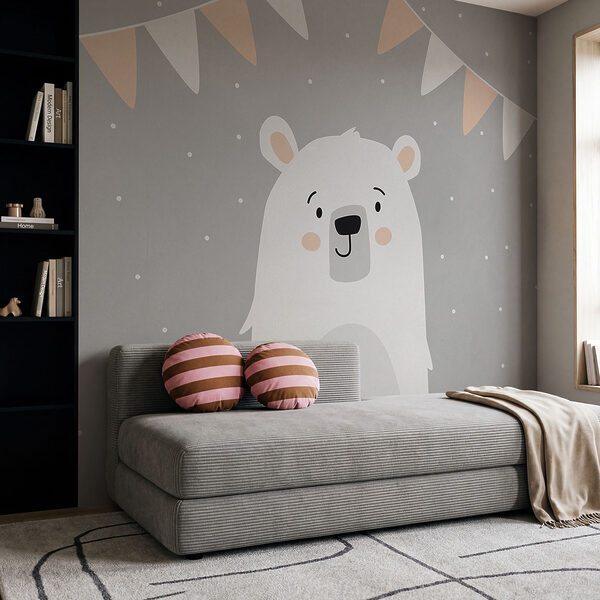 Orso bianco su sfondo grigio Orso bianco su sfondo grigio
