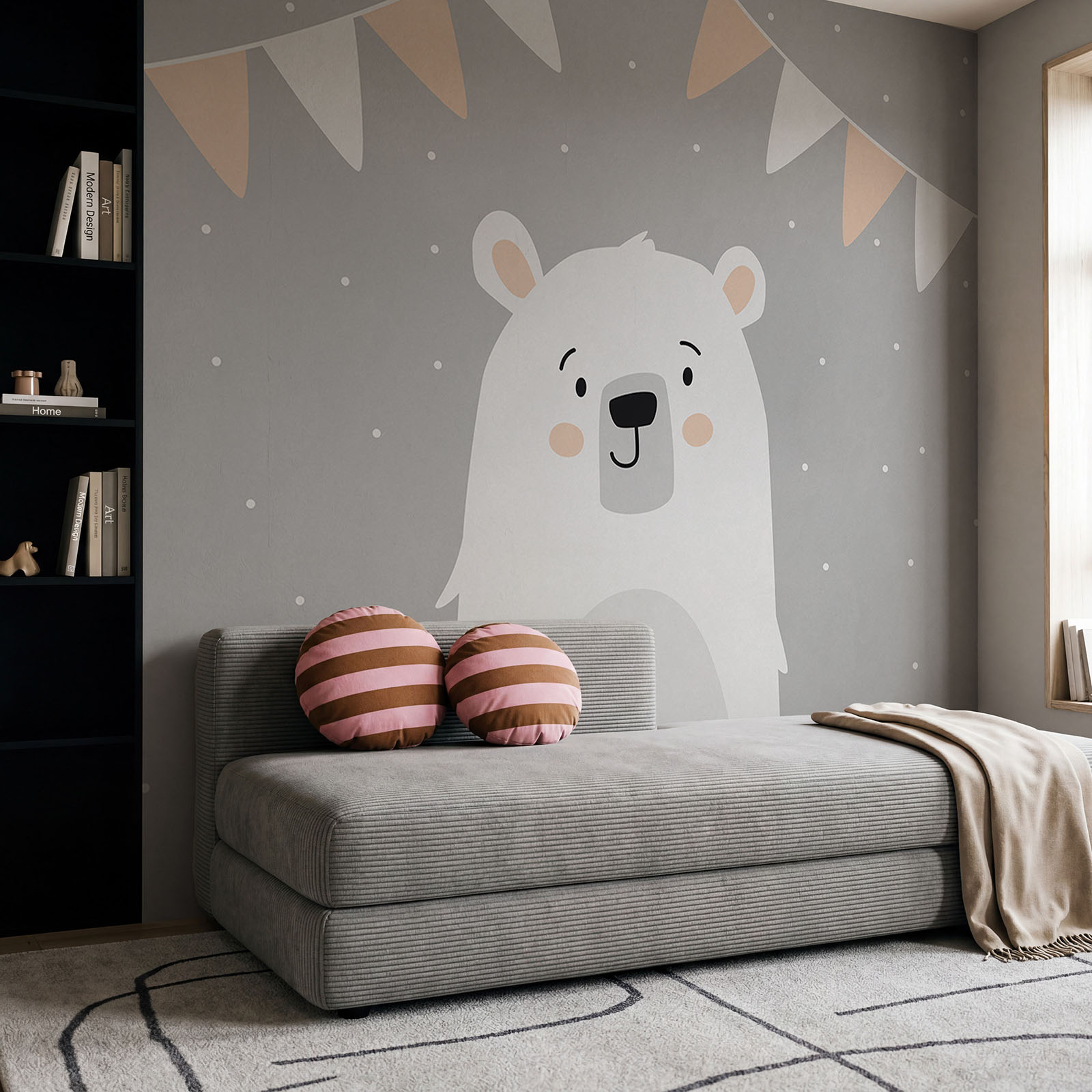 Orso bianco su sfondo grigio Orso bianco su sfondo grigio