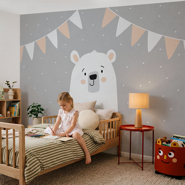 Orso bianco su sfondo grigio Orso bianco su sfondo grigio