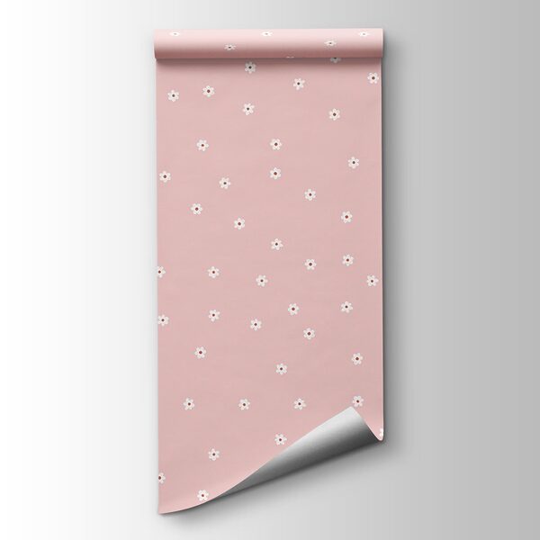 Pink background with white flowers