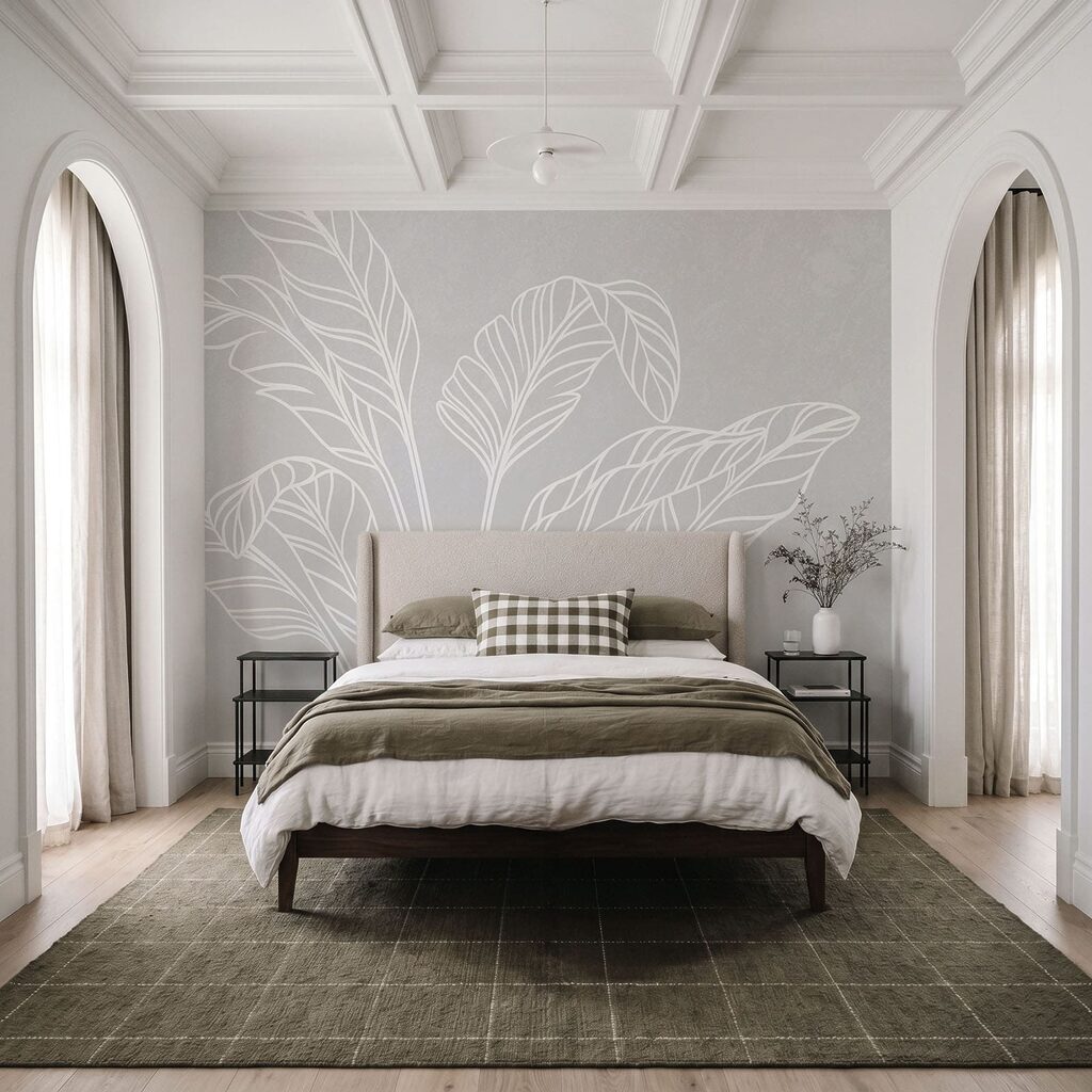Disegno al tratto bianco di foglie