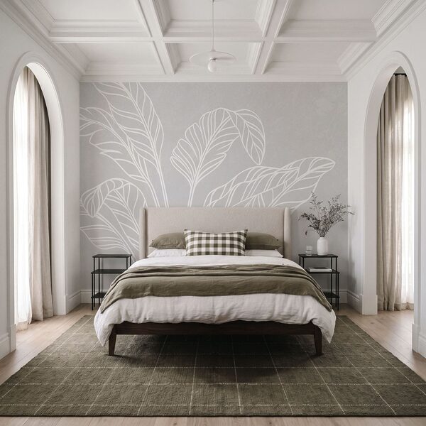 Disegno al tratto bianco di foglie