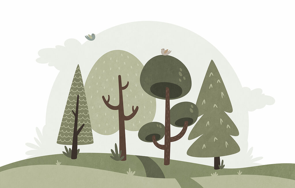 Cartoon of trees and grass