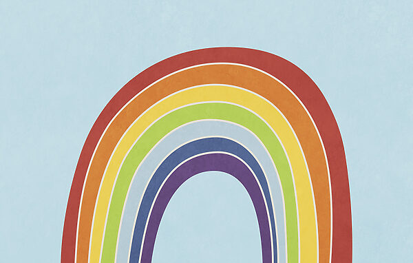 Rainbow with a blue background