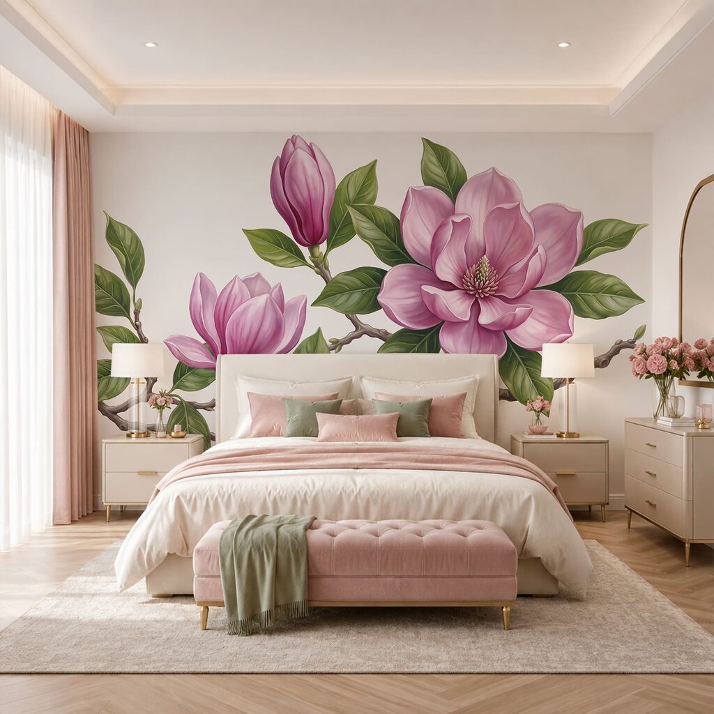 Mazzo di fiori rosa con foglie verdi Mazzo di fiori rosa con foglie verdi