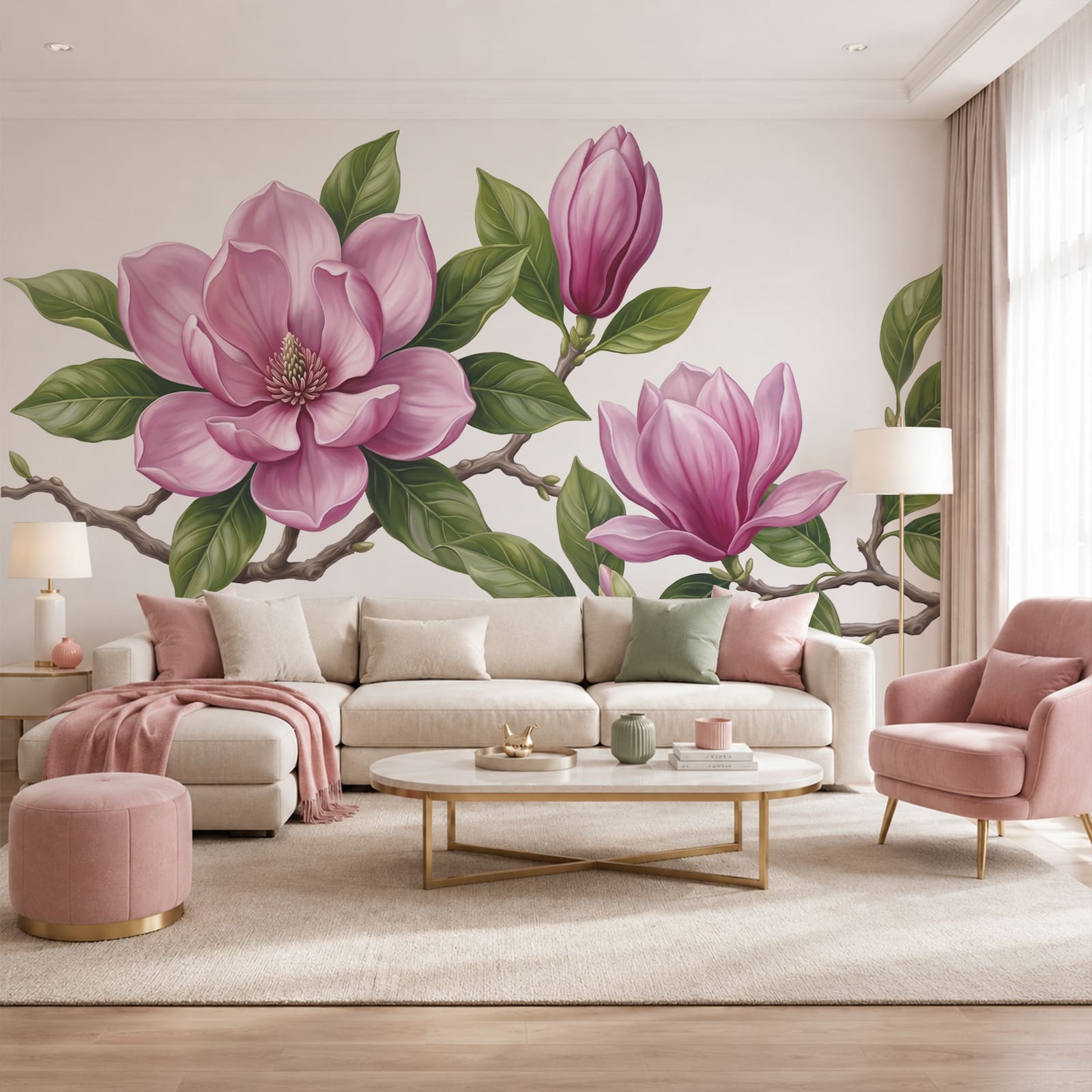 Mazzo di fiori rosa con foglie verdi Mazzo di fiori rosa con foglie verdi