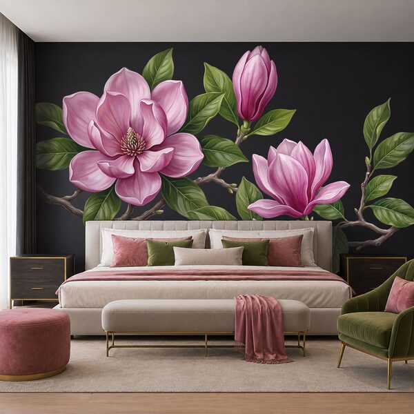 Mazzo di fiori rosa con foglie verdi Mazzo di fiori rosa con foglie verdi