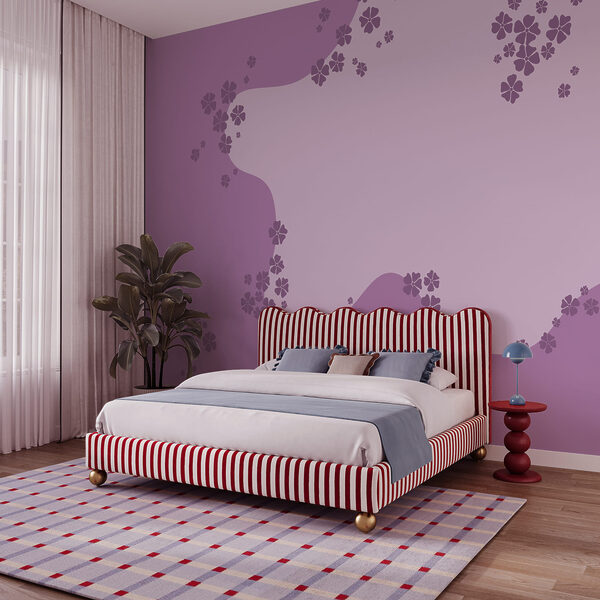 Sfondo viola e bianco con fiori Carta da parati Sfondo viola e bianco con fiori
