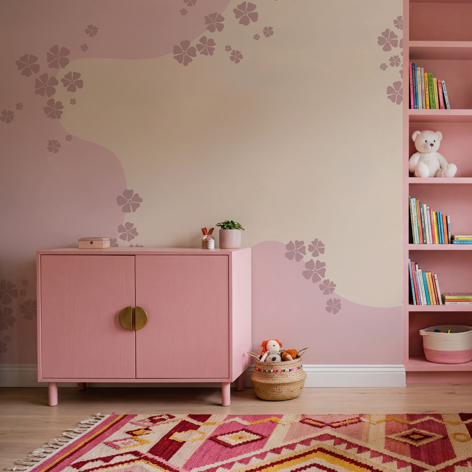 Sfondo rosa e bianco con fiori Sfondo rosa e bianco con fiori