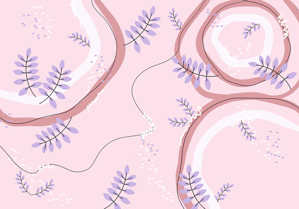 Pink and purple pattern with leaves