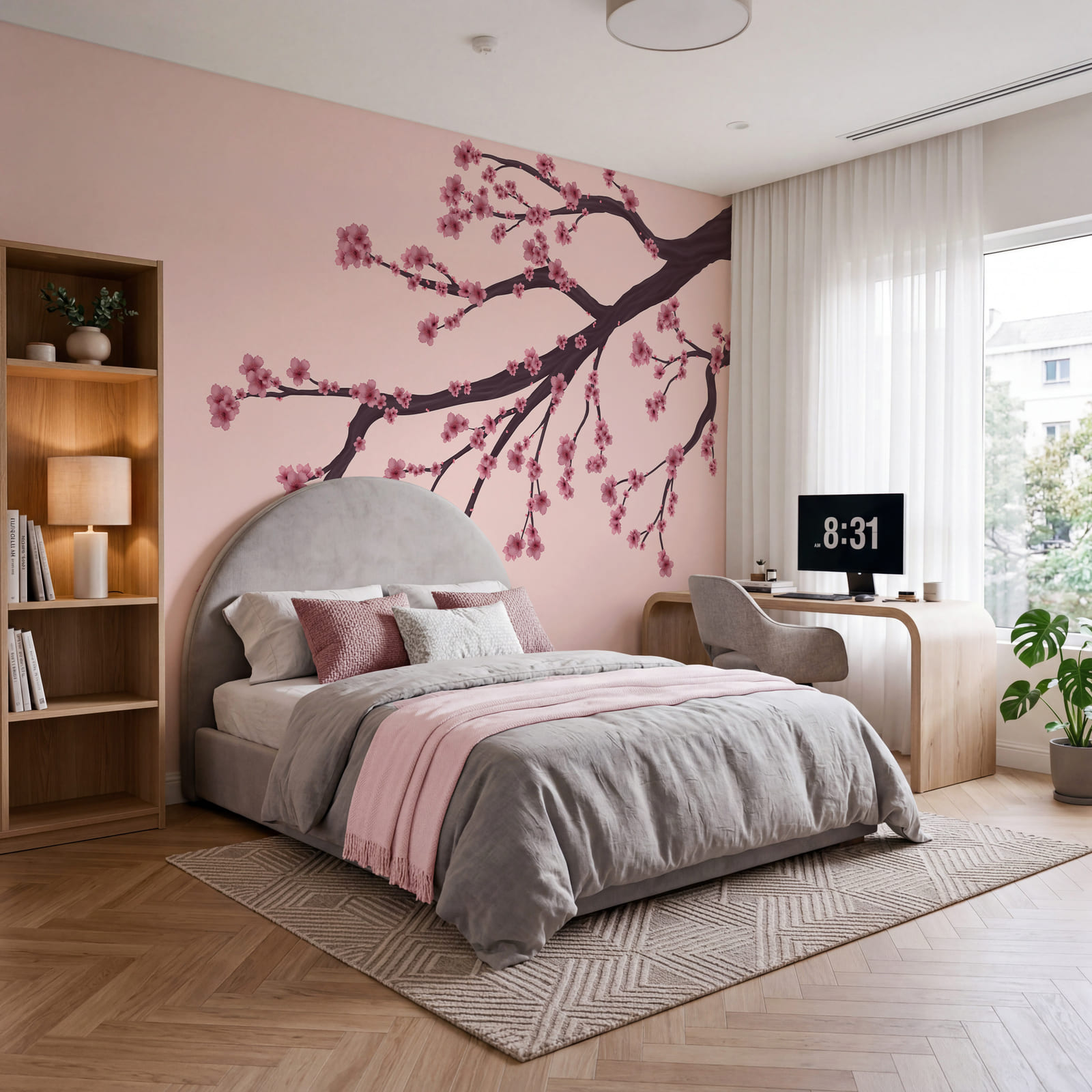 Ramo di albero con fiori rosa
