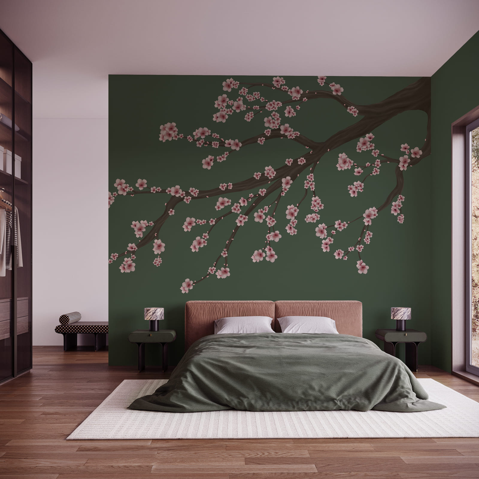 Ramo di albero con fiori rosa