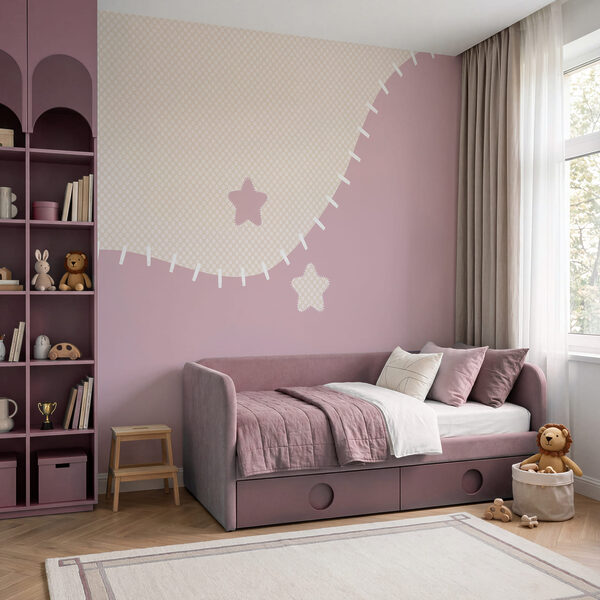 Tessuto rosa e bianco con stelle Tessuto rosa e bianco con stelle