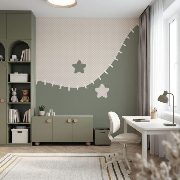 Tessuto bianco e grigio con stelle Carta da parati Tessuto bianco e grigio con stelle