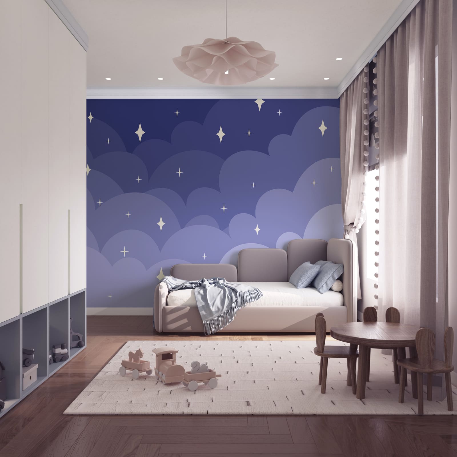 Cielo azzurro con nuvole bianche e stelle Cielo azzurro con nuvole bianche e stelle