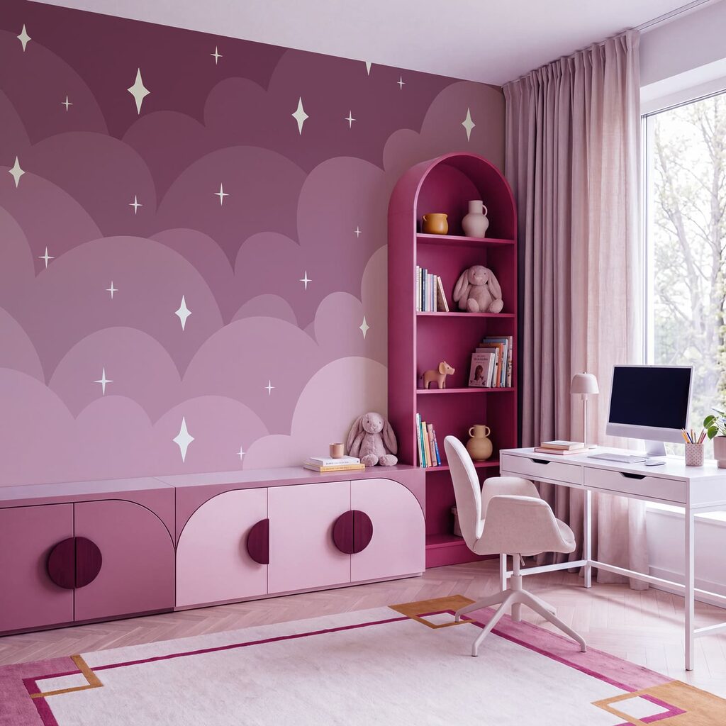 Nuvole e stelle viola e rosa Nuvole e stelle viola e rosa