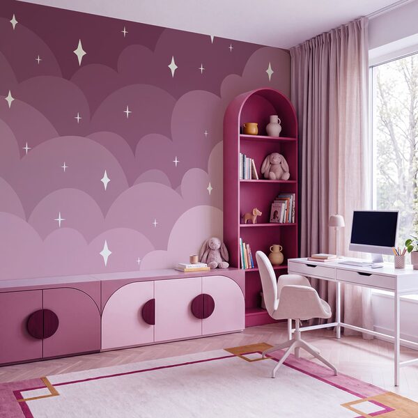 Nuvole e stelle viola e rosa Nuvole e stelle viola e rosa