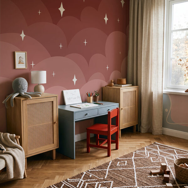 Nuvole rosa e stelle Carta da parati Nuvole rosa e stelle
