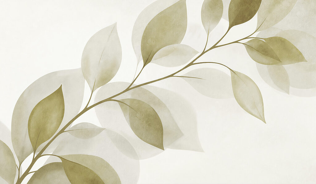 Branch with leaves painted on it Branch with leaves painted on it