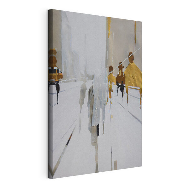 Quadri Un dipinto che raffigura delle persone che camminano su una strada innevata (COD: s05079) Quadri Quadri Un dipinto che raffigura delle persone che camminano su una strada innevata (COD: s05079)