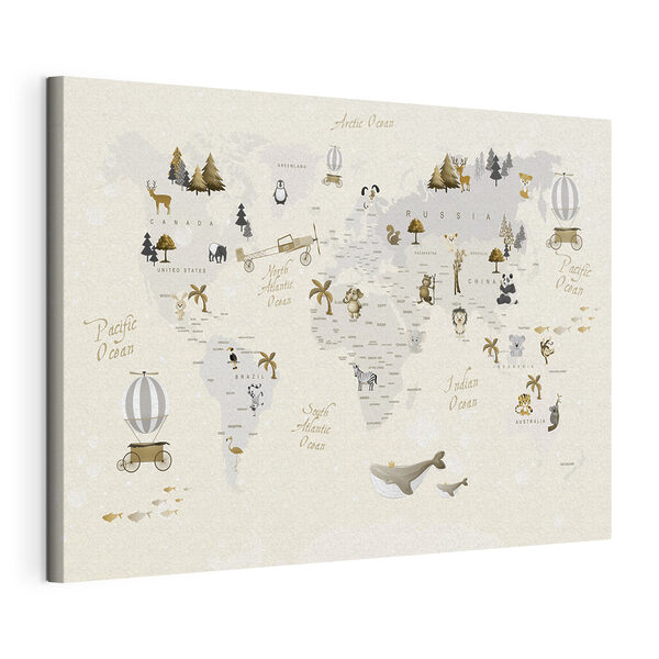Quadri Una mappa del mondo con gli animali