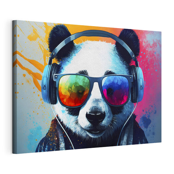 Un panda con le cuffie e gli occhiali da sole Quadri Un panda con le cuffie e gli occhiali da sole