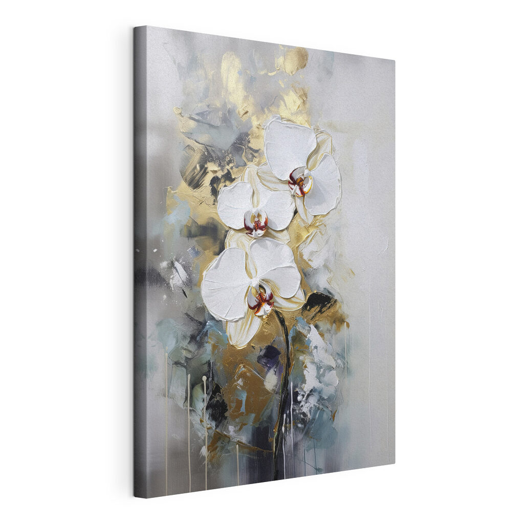 A painting of white flowers