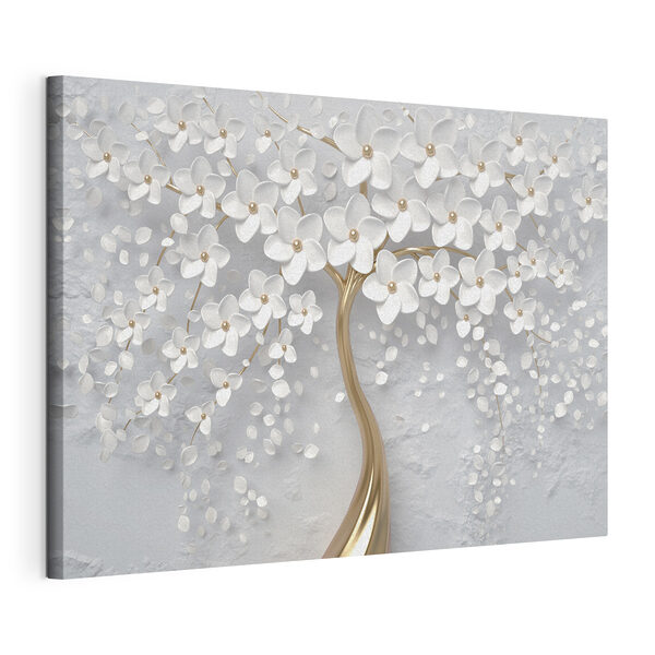 Quadri Quadri Un albero con fiori e foglie bianchi (COD: s35856)
