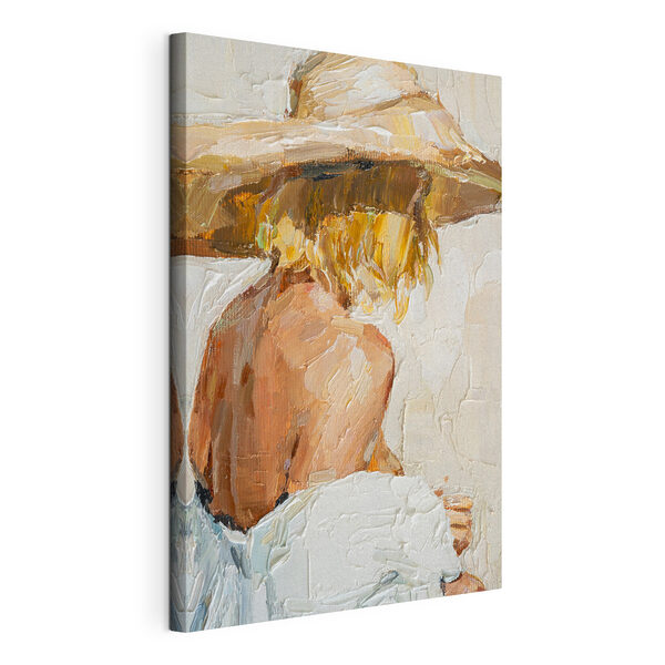 Quadri Un dipinto raffigurante una donna con un cappello