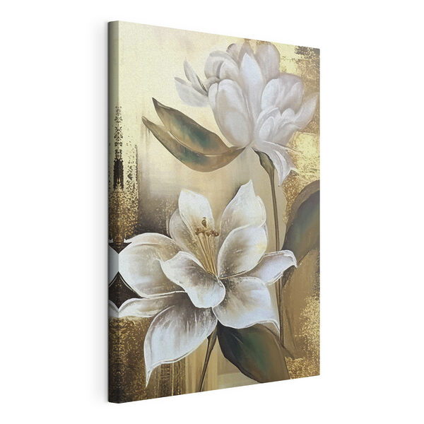 Quadri Un dipinto di fiori su una parete