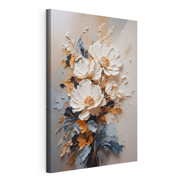 Quadri Un dipinto di fiori su una parete
