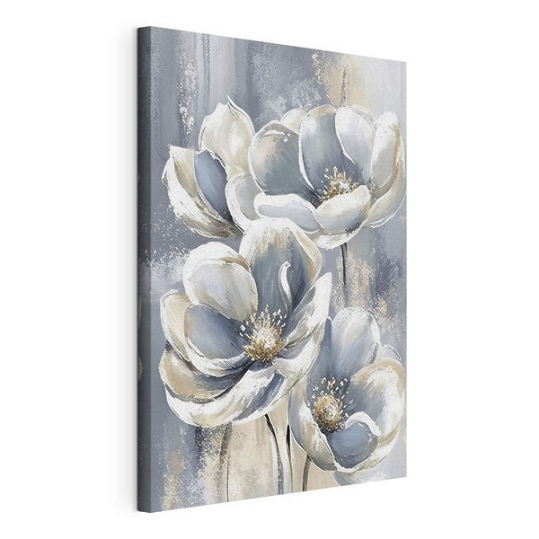 Quadri Un dipinto di fiori su sfondo grigio