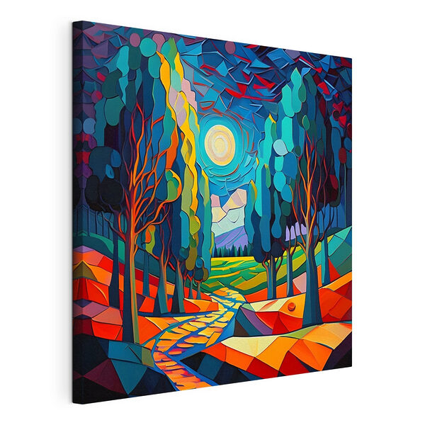 Un paesaggio colorato con alberi e un sentiero Quadri Un paesaggio colorato con alberi e un sentiero