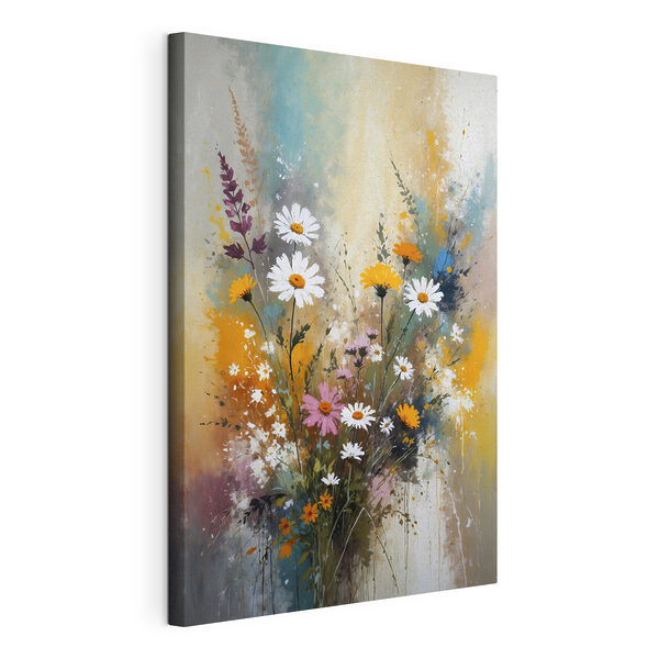 Quadri Un dipinto di fiori e foglie
