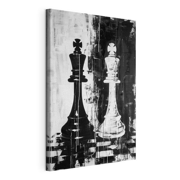 Quadri Quadri Un dipinto in bianco e nero raffigurante un pezzo degli scacchi (COD: s38642)