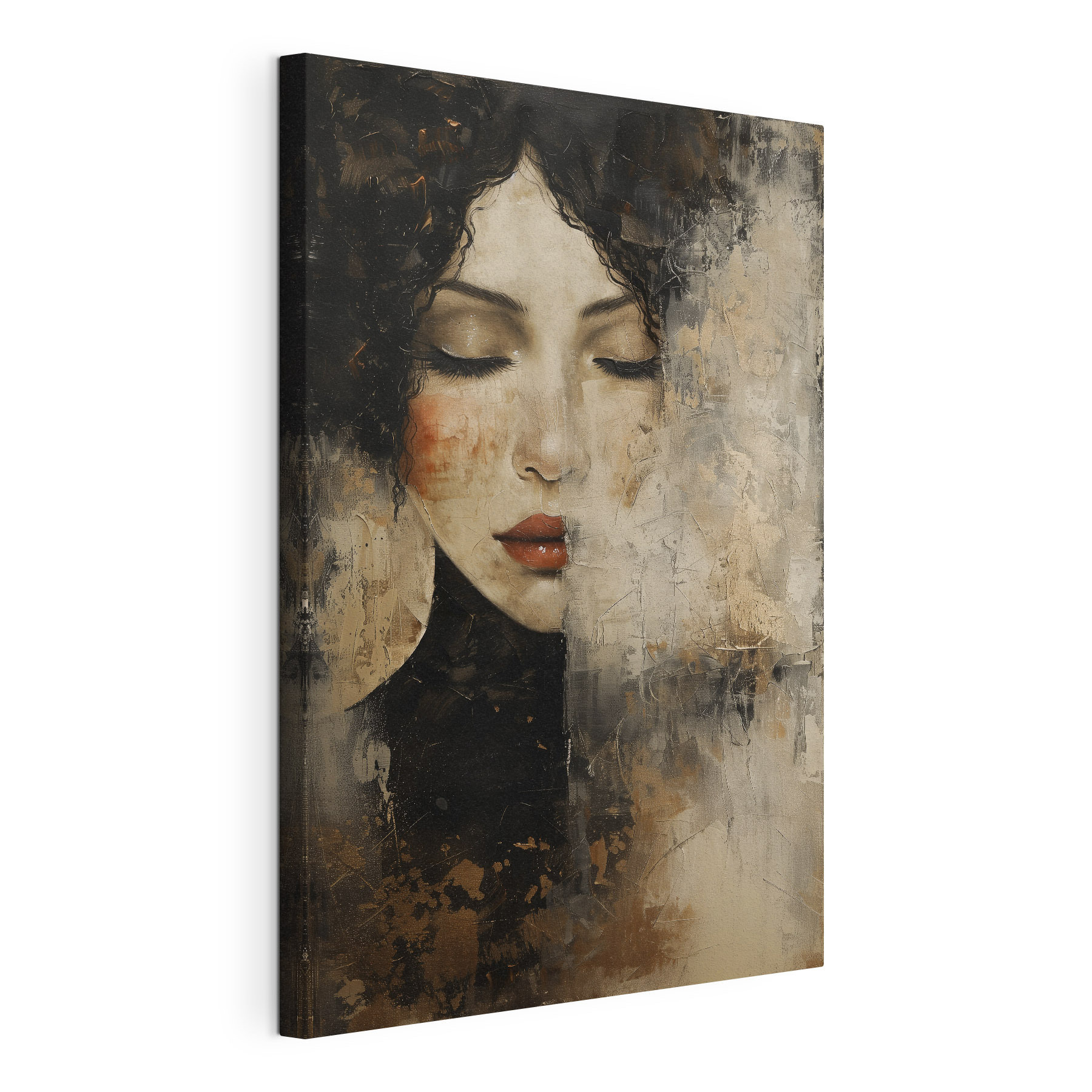 A woman with her eyes closed