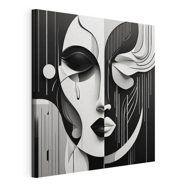 Quadri Quadri Un'immagine in bianco e nero del volto di una donna (COD: s38850)