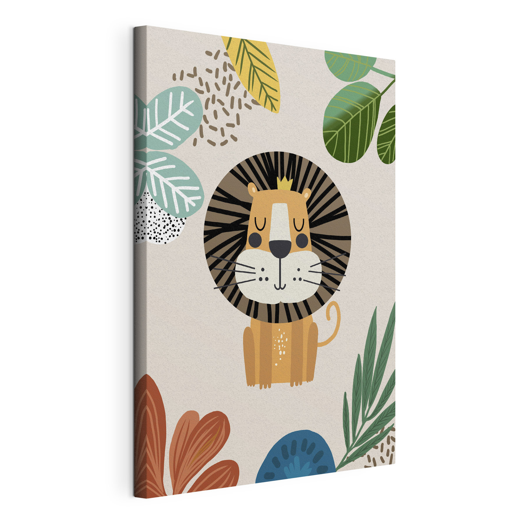 A lion with a crown and leaves A lion with a crown and leaves