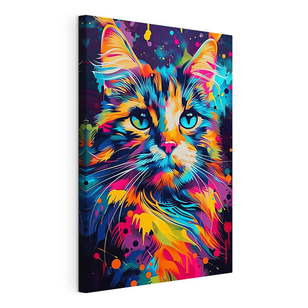 Quadri Un gatto dai colori vivaci con gli occhi blu