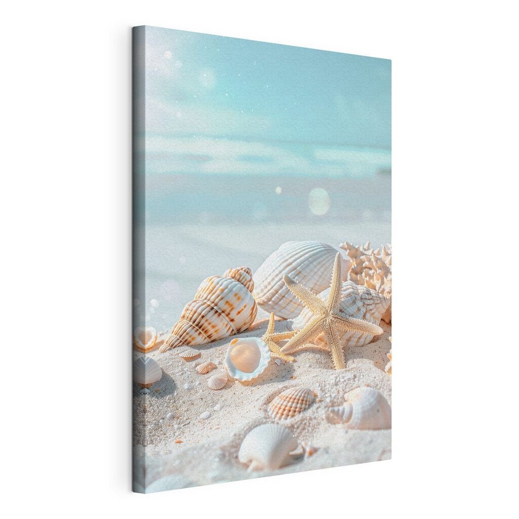 A group of shells and starfish on sand
